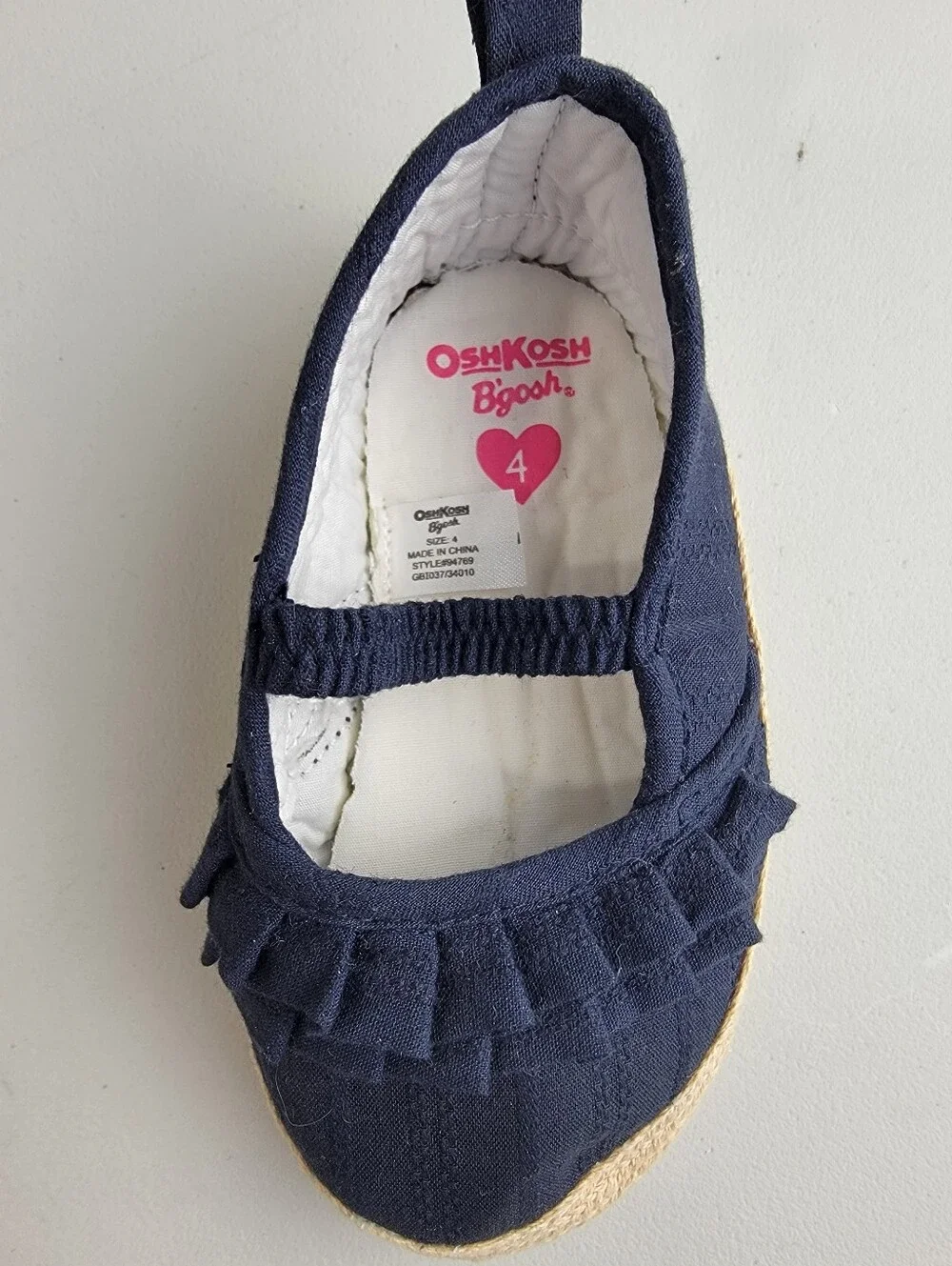 Lot of 2 Pairs Slip On Toddler Shoes Size 4 Carter's Ballet Flat W/ Bow, OshKosh